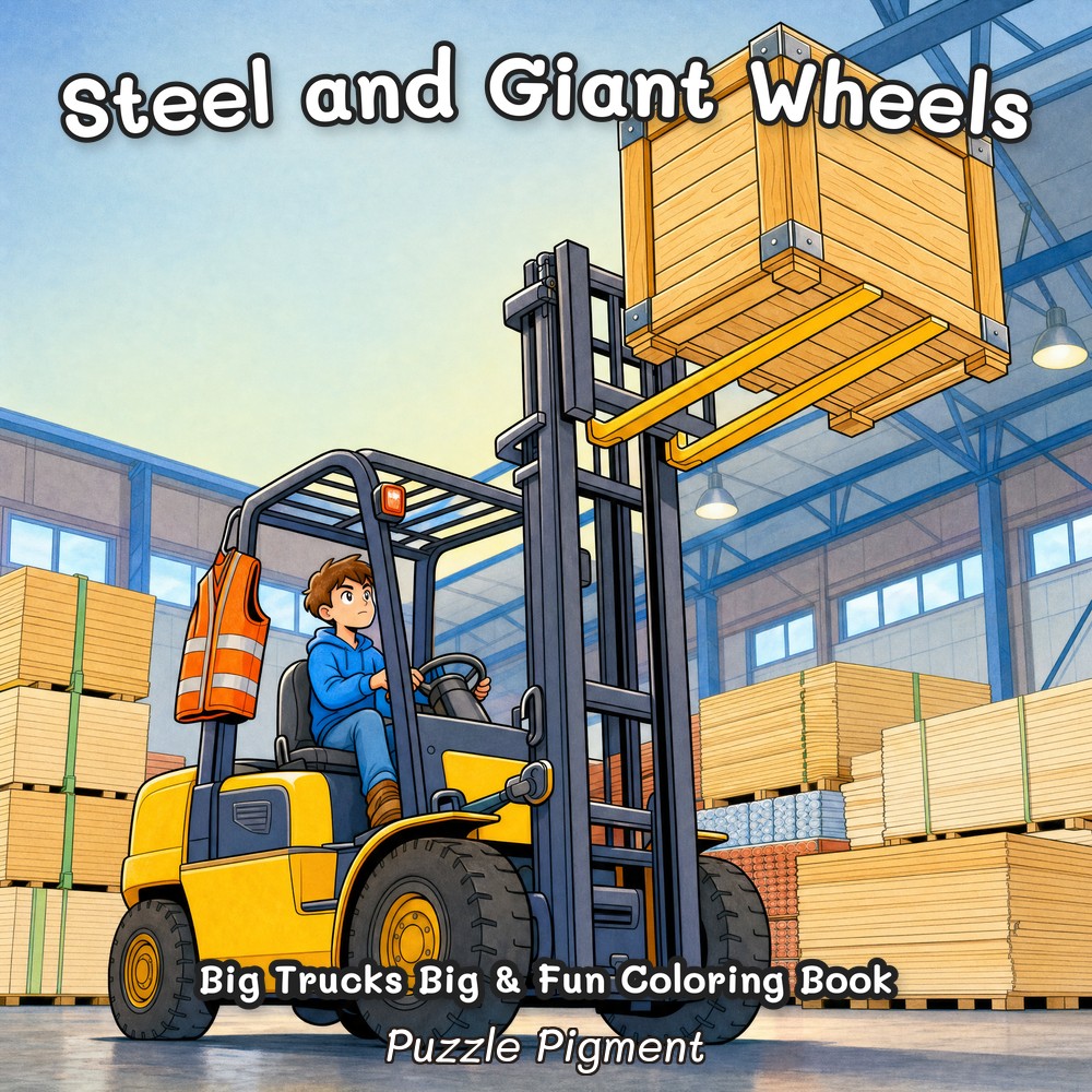 Steel and Giant Wheels coloring book cover