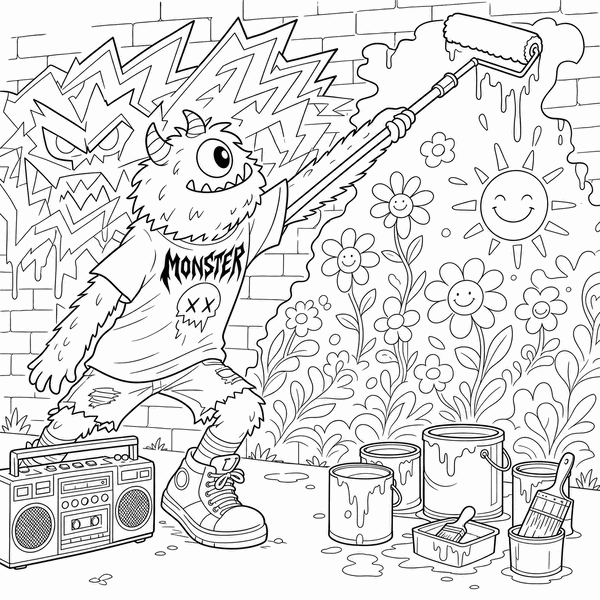 Punk Monster Kindness coloring page 1