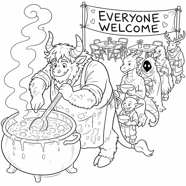 Punk Monster Kindness coloring page 4